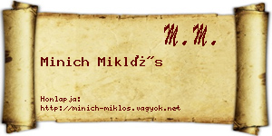Minich Miklós névjegykártya
